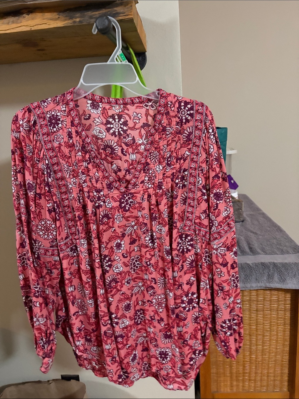 Floral V-Neck Pink Bohemian Tunic Top